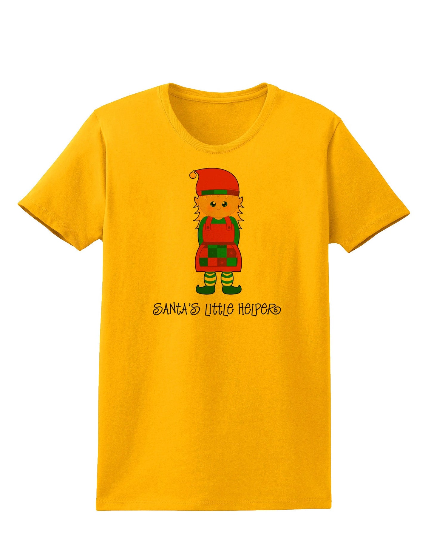 Santa's Little Helper Christmas Elf Girl Womens T-Shirt-Womens T-Shirt-TooLoud-Gold-X-Small-Davson Sales