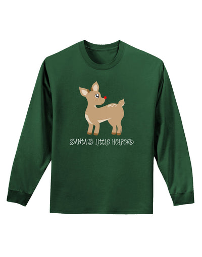 Santa's Little Helper Cute Rudolph - Christmas Adult Long Sleeve Dark T-Shirt by TooLoud-TooLoud-Dark-Green-Small-Davson Sales