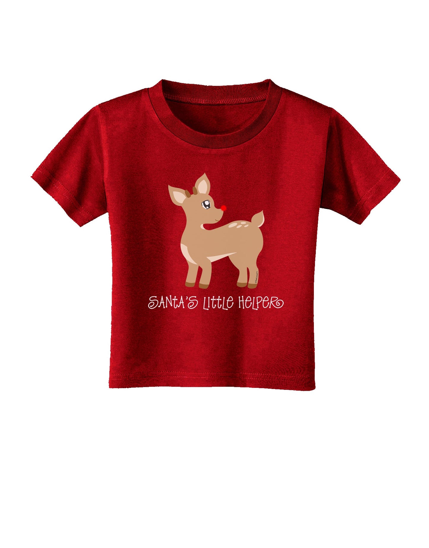 Santa's Little Helper Cute Rudolph - Christmas Toddler T-Shirt Dark by TooLoud-Toddler T-Shirt-TooLoud-Clover-Green-2T-Davson Sales