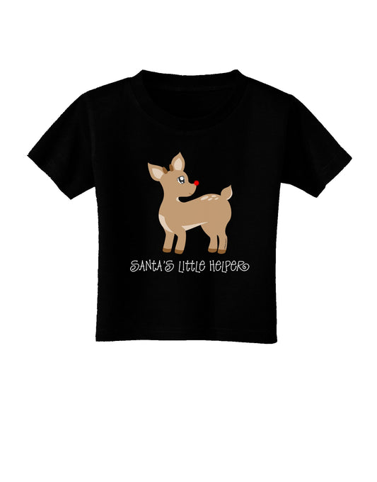 Santa's Little Helper Cute Rudolph - Christmas Toddler T-Shirt Dark by TooLoud-Toddler T-Shirt-TooLoud-Black-2T-Davson Sales