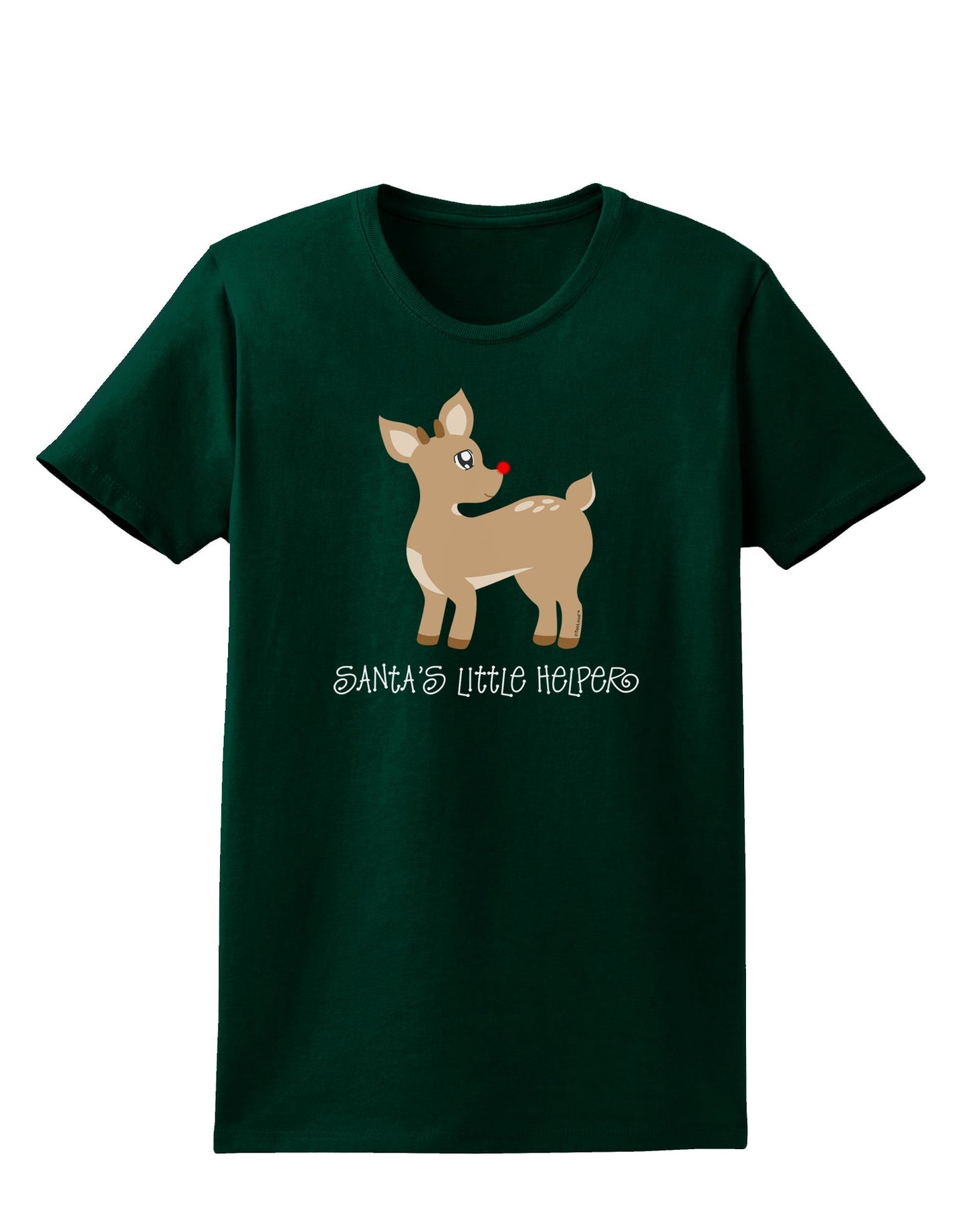 Santa's Little Helper Cute Rudolph - Christmas Womens Dark T-Shirt by TooLoud-Womens T-Shirt-TooLoud-Forest-Green-Small-Davson Sales