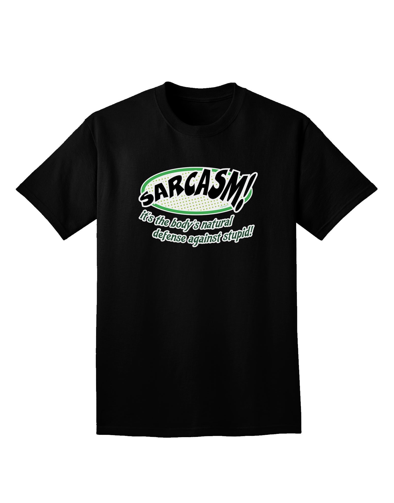 Sarcasm Natural Defense Against Stupid Adult Dark V-Neck T-Shirt-Mens V-Neck T-Shirt-TooLoud-Black-Small-Davson Sales