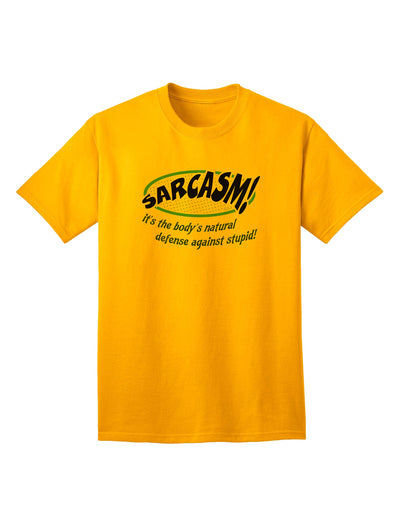 Sarcastic Natural Defense Adult T-Shirt: A Clever Wardrobe Choice for Wit and Humor-Mens T-shirts-TooLoud-Gold-Small-Davson Sales