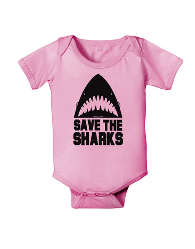 Save The Sharks Baby Romper Bodysuit-Baby Romper-TooLoud-Light-Pink-06-Months-Davson Sales