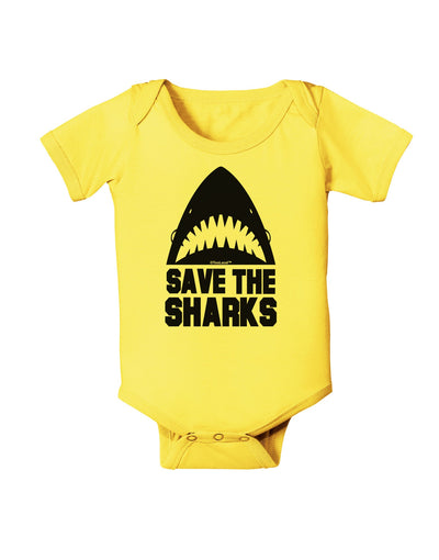 Save The Sharks Baby Romper Bodysuit-Baby Romper-TooLoud-Yellow-06-Months-Davson Sales