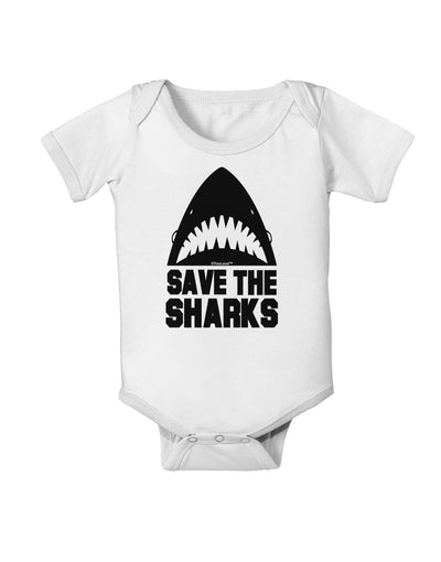 Save The Sharks Baby Romper Bodysuit-Baby Romper-TooLoud-White-06-Months-Davson Sales