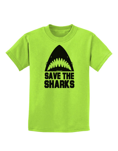 Save The Sharks Childrens T-Shirt-Childrens T-Shirt-TooLoud-Lime-Green-X-Small-Davson Sales