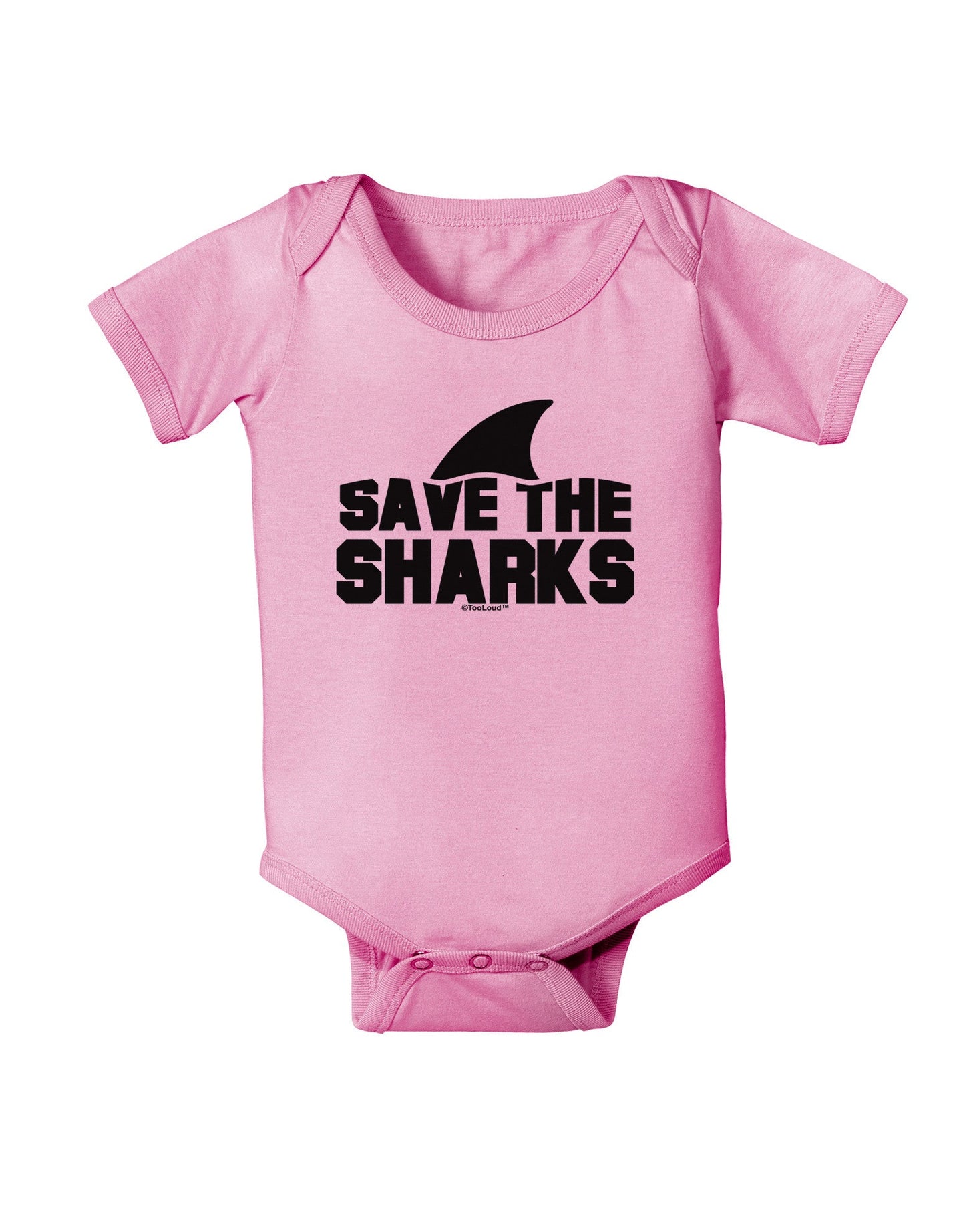 Save The Sharks - Fin Baby Romper Bodysuit-Baby Romper-TooLoud-Light-Pink-06-Months-Davson Sales