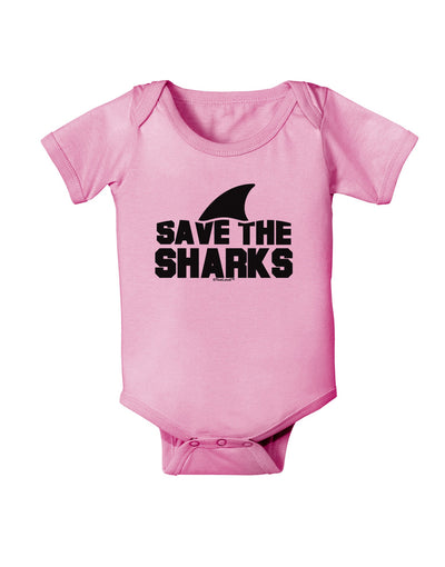 Save The Sharks - Fin Baby Romper Bodysuit-Baby Romper-TooLoud-Light-Pink-06-Months-Davson Sales