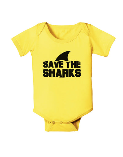 Save The Sharks - Fin Baby Romper Bodysuit-Baby Romper-TooLoud-Yellow-06-Months-Davson Sales