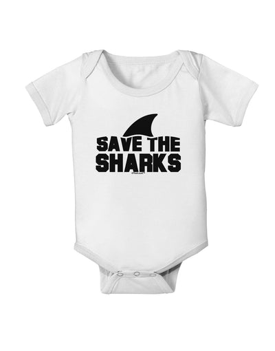 Save The Sharks - Fin Baby Romper Bodysuit-Baby Romper-TooLoud-White-06-Months-Davson Sales