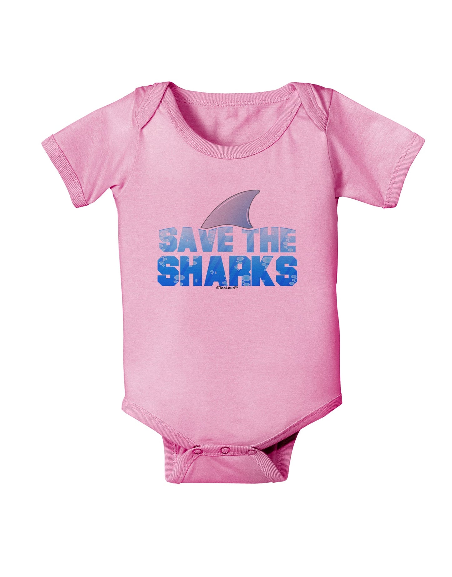 Save The Sharks - Fin Color Baby Romper Bodysuit by TooLoud-Baby Romper-TooLoud-Light-Pink-06-Months-Davson Sales