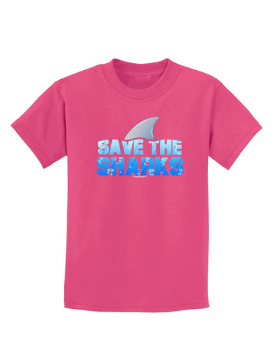 Save The Sharks - Fin Color Childrens Dark T-Shirt by TooLoud-Childrens T-Shirt-TooLoud-Sangria-X-Small-Davson Sales