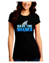 Save The Sharks - Fin Color Juniors Crew Dark T-Shirt by TooLoud-T-Shirts Juniors Tops-TooLoud-Black-Juniors Fitted Small-Davson Sales