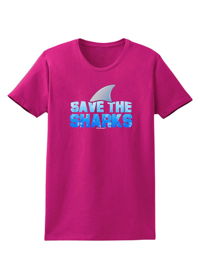 Save The Sharks - Fin Color Womens Dark T-Shirt by TooLoud-Womens T-Shirt-TooLoud-Hot-Pink-Small-Davson Sales