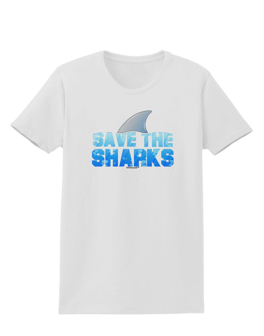 Save The Sharks - Fin Color Womens T-Shirt by TooLoud-Womens T-Shirt-TooLoud-White-X-Small-Davson Sales