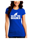 Save The Sharks - Fin Juniors Crew Dark T-Shirt-T-Shirts Juniors Tops-TooLoud-Royal-Blue-Juniors Fitted Small-Davson Sales