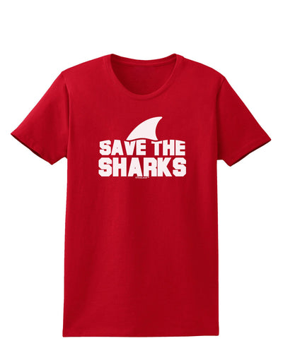 Save The Sharks - Fin Womens Dark T-Shirt-TooLoud-Red-X-Small-Davson Sales