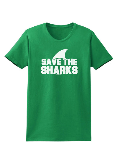 Save The Sharks - Fin Womens Dark T-Shirt-TooLoud-Kelly-Green-X-Small-Davson Sales