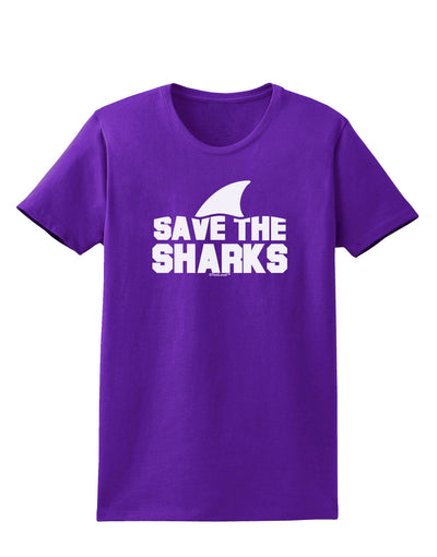 Save The Sharks - Fin Womens Dark T-Shirt-TooLoud-Purple-X-Small-Davson Sales