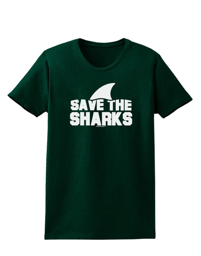 Save The Sharks - Fin Womens Dark T-Shirt-TooLoud-Forest-Green-Small-Davson Sales