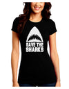 Save The Sharks Juniors Crew Dark T-Shirt-T-Shirts Juniors Tops-TooLoud-Black-Juniors Fitted Small-Davson Sales