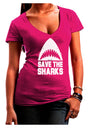 Save The Sharks Juniors V-Neck Dark T-Shirt-Womens V-Neck T-Shirts-TooLoud-Hot-Pink-Juniors Fitted Small-Davson Sales