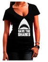 Save The Sharks Juniors V-Neck Dark T-Shirt-Womens V-Neck T-Shirts-TooLoud-Black-Juniors Fitted Small-Davson Sales