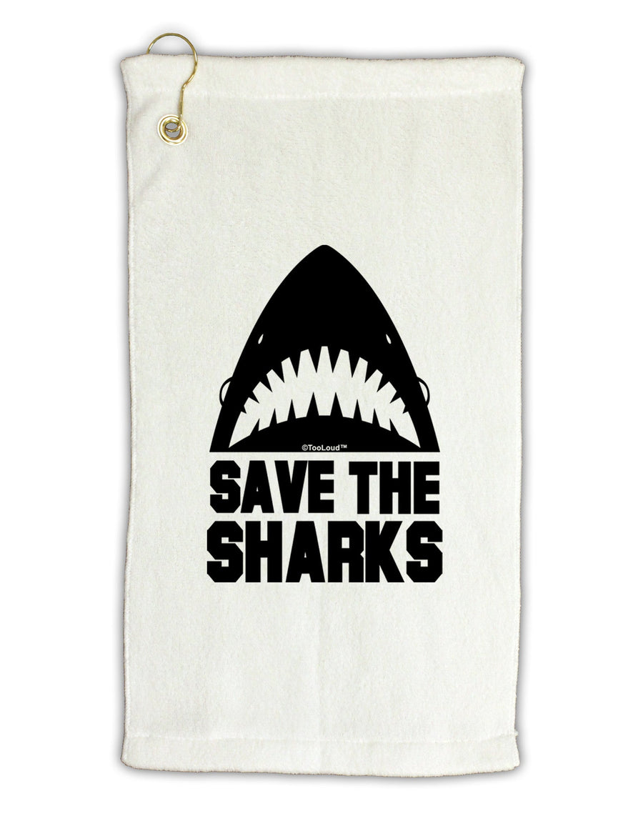 Save The Sharks Micro Terry Gromet Golf Towel 16 x 25 inch-Golf Towel-TooLoud-White-Davson Sales