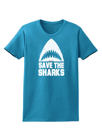 Save The Sharks Womens Dark T-Shirt-TooLoud-Turquoise-X-Small-Davson Sales