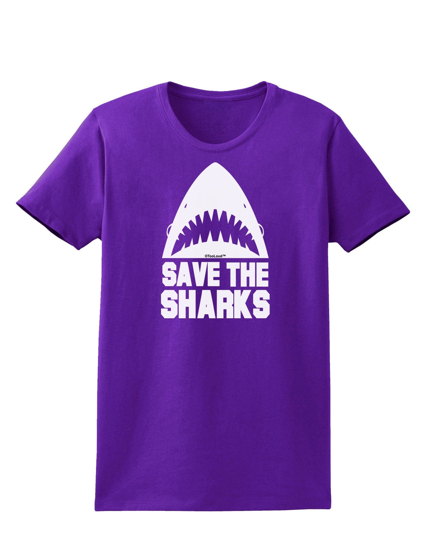 Save The Sharks Womens Dark T-Shirt-TooLoud-Purple-X-Small-Davson Sales