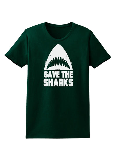 Save The Sharks Womens Dark T-Shirt-TooLoud-Forest-Green-Small-Davson Sales