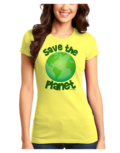 Save the Planet - Earth Juniors T-Shirt-Womens Juniors T-Shirt-TooLoud-Yellow-Juniors Fitted X-Small-Davson Sales