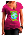 Save the Planet - Earth Juniors V-Neck Dark T-Shirt-Womens V-Neck T-Shirts-TooLoud-Hot-Pink-Juniors Fitted Small-Davson Sales