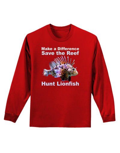 Save the Reef - Hunt Lionfish Adult Long Sleeve Dark T-Shirt-TooLoud-Red-Small-Davson Sales