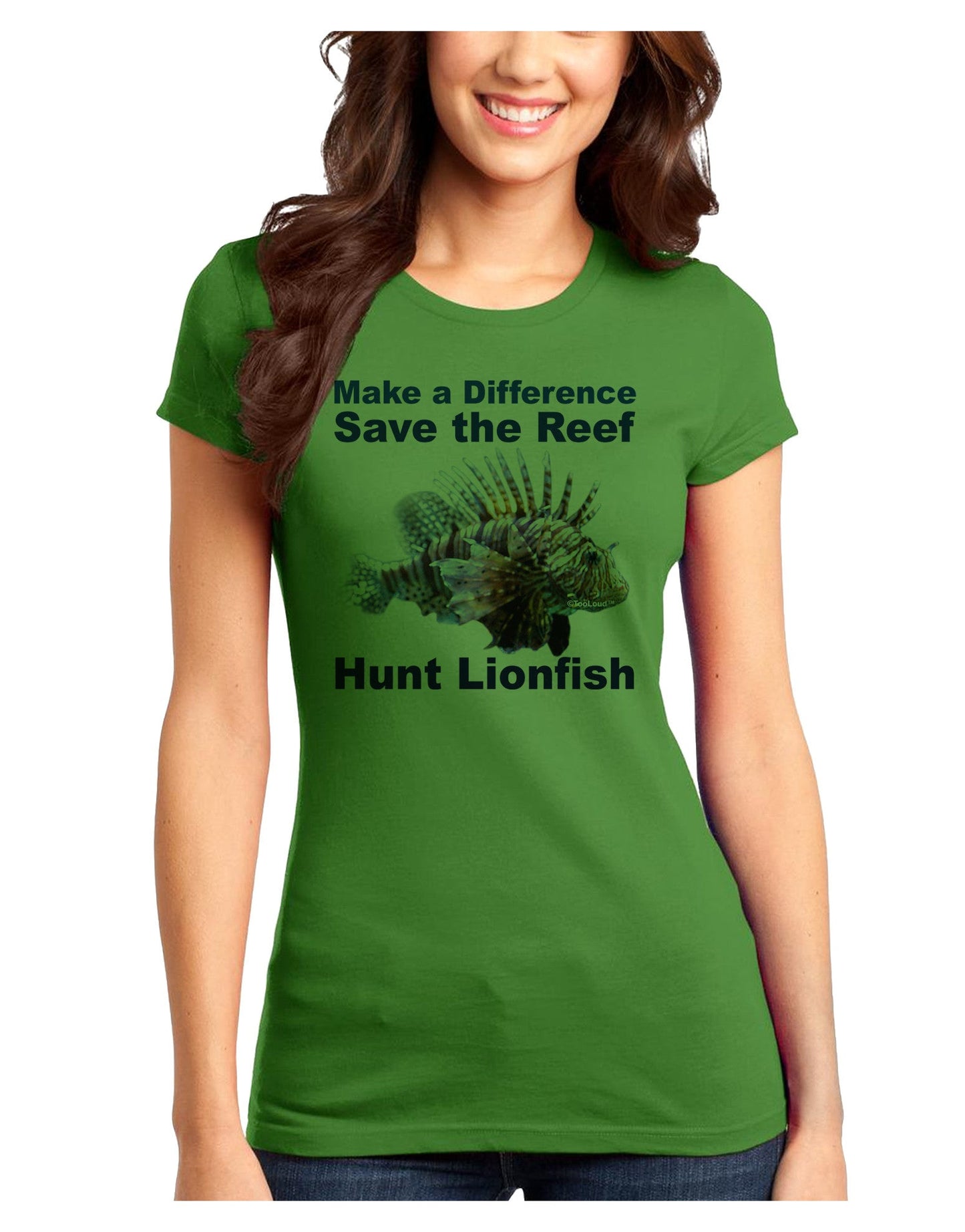 Save the Reef - Hunt Lionfish Juniors T-Shirt-Womens Juniors T-Shirt-TooLoud-Kiwi-Green-Juniors Fitted X-Small-Davson Sales