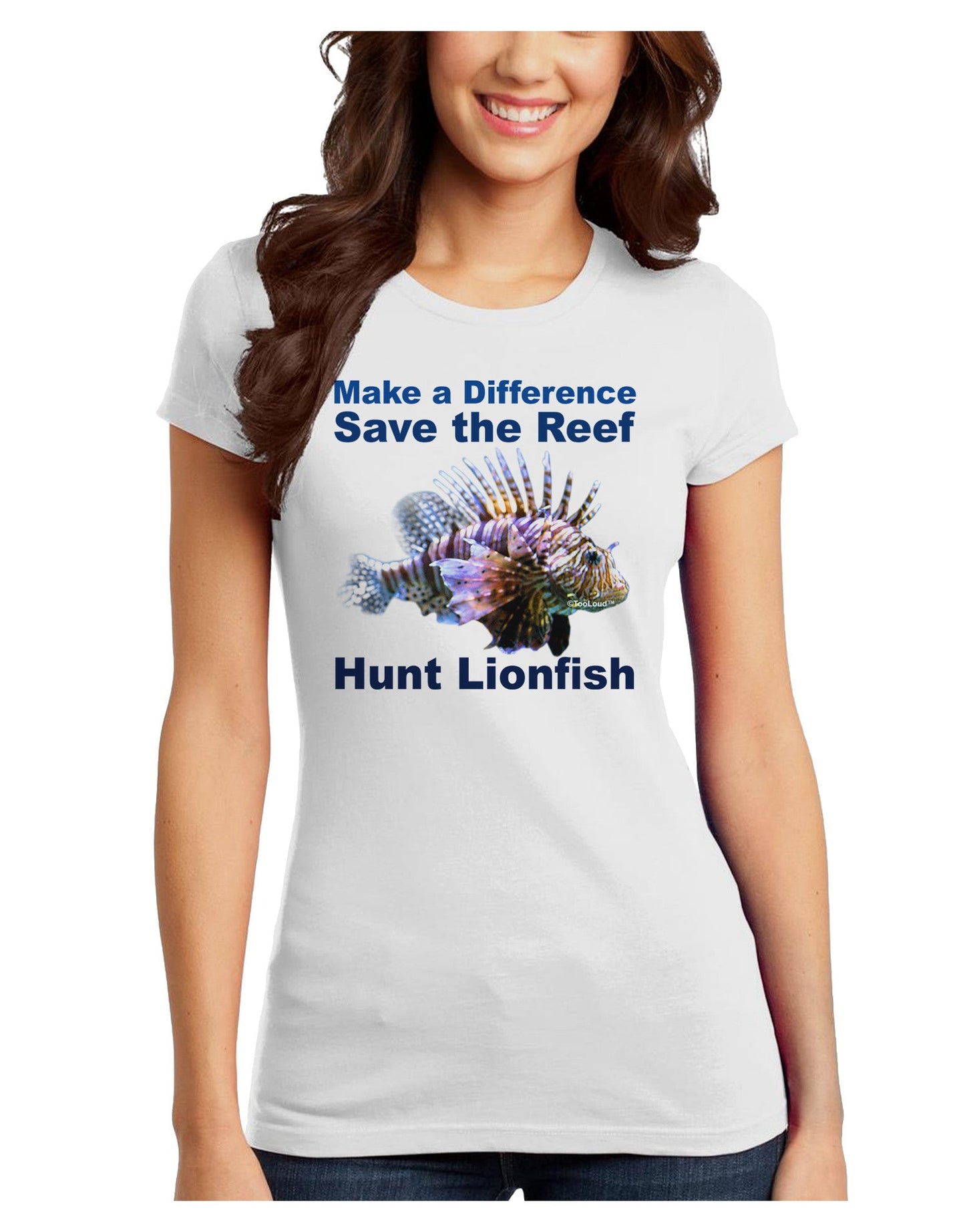 Save the Reef - Hunt Lionfish Juniors T-Shirt-Womens Juniors T-Shirt-TooLoud-White-Juniors Fitted X-Small-Davson Sales
