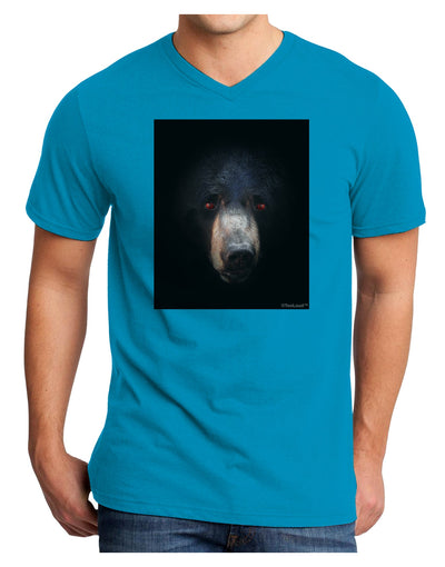 Scary Black Bear Adult Dark V-Neck T-Shirt-Mens V-Neck T-Shirt-TooLoud-Turquoise-Small-Davson Sales
