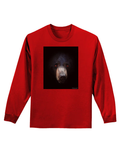 Scary Black Bear Adult Long Sleeve Dark T-Shirt-TooLoud-Red-Small-Davson Sales