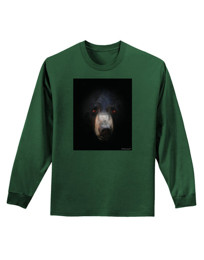 Scary Black Bear Adult Long Sleeve Dark T-Shirt-TooLoud-Dark-Green-Small-Davson Sales
