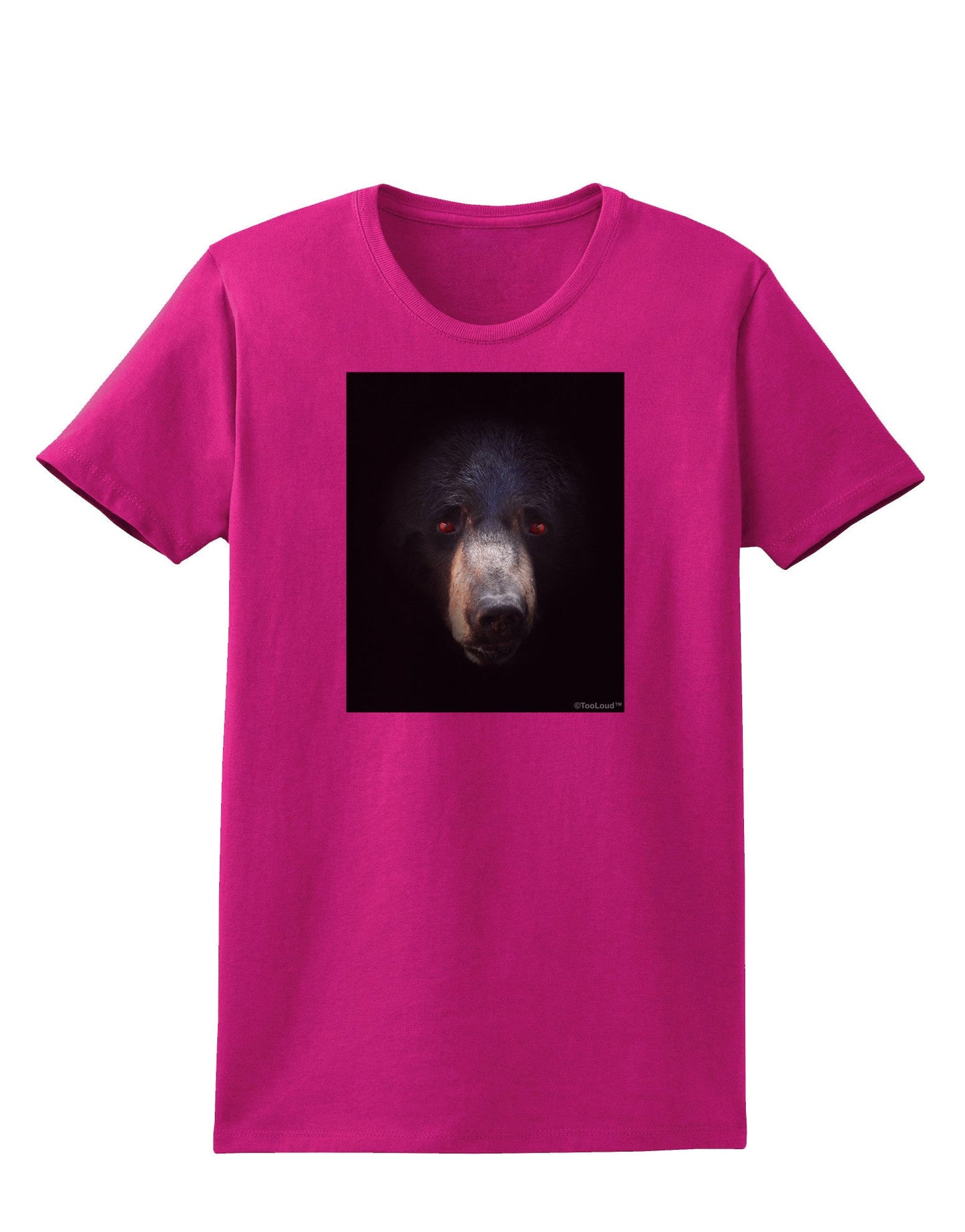 Scary Black Bear Womens Dark T-Shirt-Womens T-Shirt-TooLoud-Hot-Pink-Small-Davson Sales