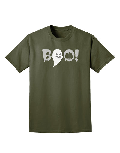 Scary Boo Text Adult Dark T-Shirt-Mens T-Shirt-TooLoud-Military-Green-Small-Davson Sales