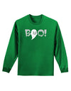 Scary Boo Text Adult Long Sleeve Dark T-Shirt-TooLoud-Kelly-Green-Small-Davson Sales