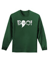 Scary Boo Text Adult Long Sleeve Dark T-Shirt-TooLoud-Dark-Green-Small-Davson Sales