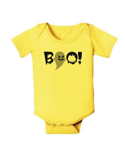 Scary Boo Text Baby Romper Bodysuit-Baby Romper-TooLoud-Yellow-06-Months-Davson Sales