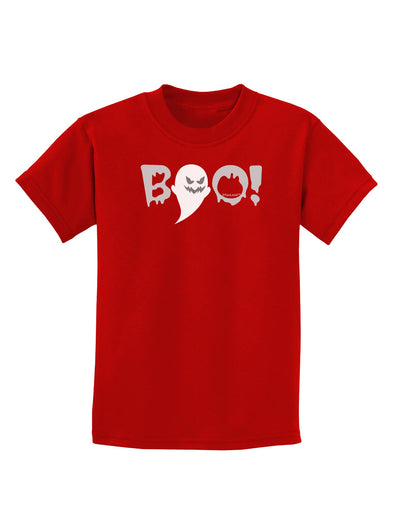 Scary Boo Text Childrens Dark T-Shirt-Childrens T-Shirt-TooLoud-Red-X-Small-Davson Sales