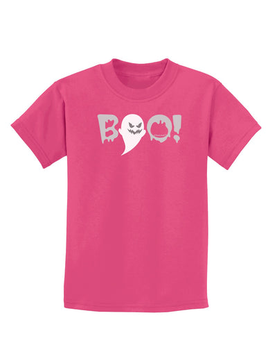 Scary Boo Text Childrens Dark T-Shirt-Childrens T-Shirt-TooLoud-Sangria-X-Small-Davson Sales