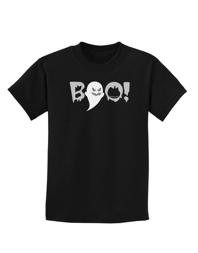 Scary Boo Text Childrens Dark T-Shirt-Childrens T-Shirt-TooLoud-Black-X-Small-Davson Sales