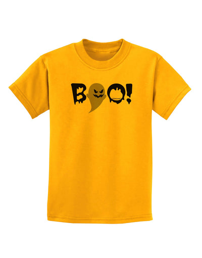 Scary Boo Text Childrens T-Shirt-Childrens T-Shirt-TooLoud-Gold-X-Small-Davson Sales