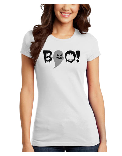 Scary Boo Text Juniors T-Shirt-Womens Juniors T-Shirt-TooLoud-White-Juniors Fitted X-Small-Davson Sales